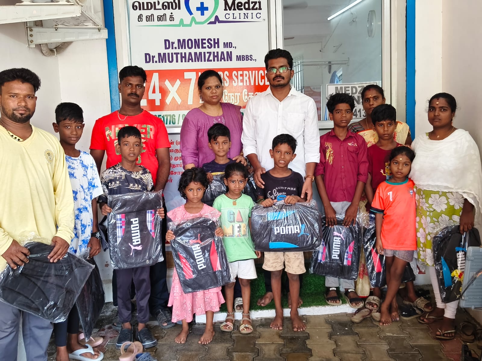 Community outreach — school bag distribution